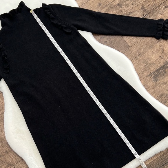 Zara Knit Black Sweater Dress Ruffle Turtleneck High Neck Cozy Medium - Picture 14 of 17